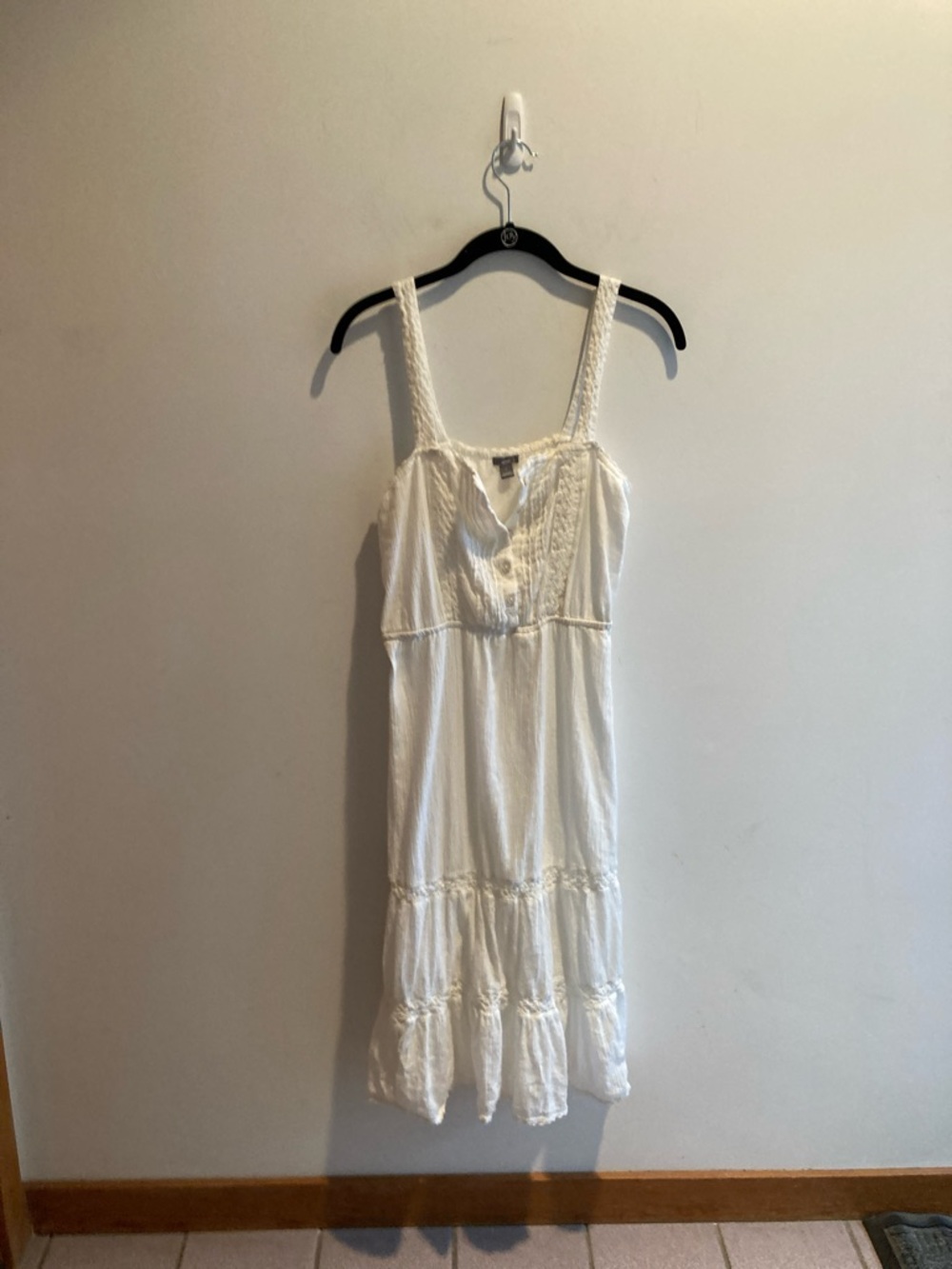 aerie Cream Midi Dress with Crochet Straps pit 17” length 41”